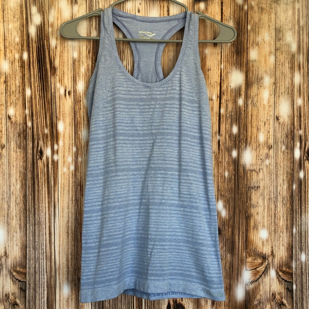 Saucony Racerback Tank Athletic Top Striped Blue